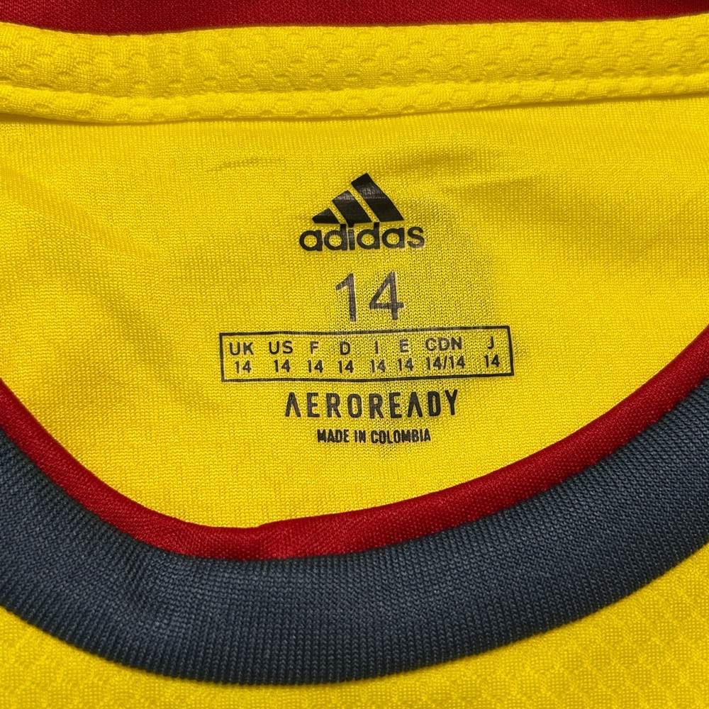 adidas Yellow Colombia Kids Soccer Jersey with Red and Blue Trim - Picture 15 of 16